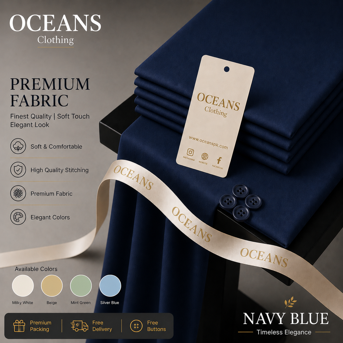 Navy Blue Wash n Wear Boski