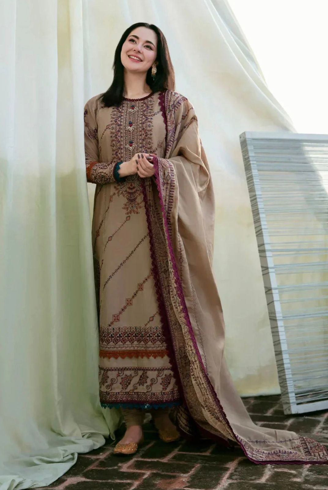 3 Piece - Unstitched Fully Embroidered Dhanak Fabric FL-895