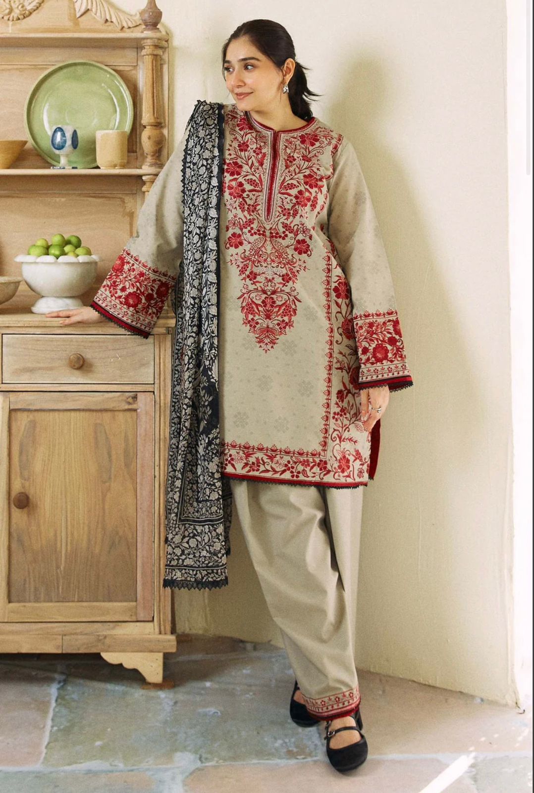 3 Piece - Unstitched Fully Embroided Dhanak Fabric ZS-57
