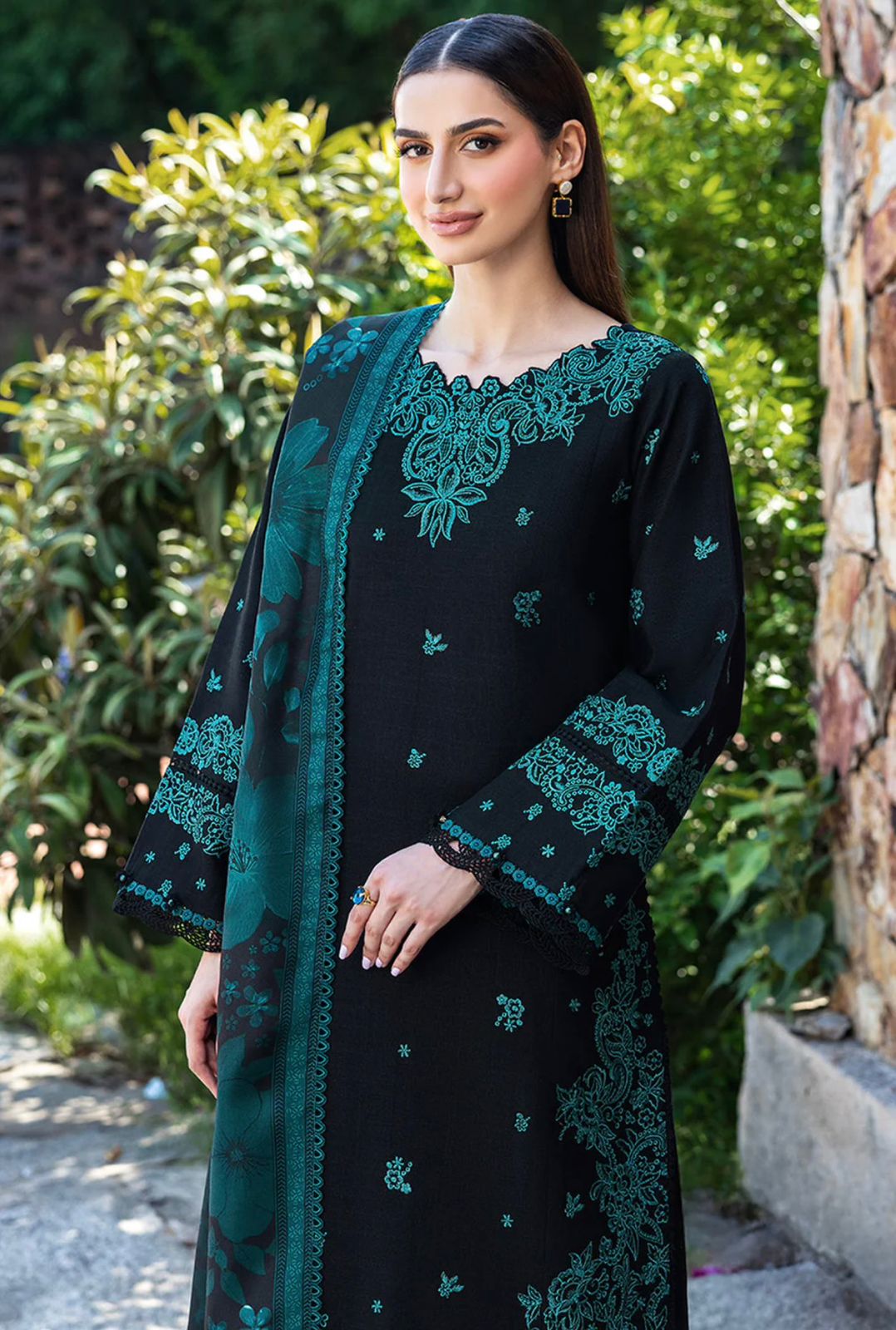 3 Piece - Unstitched Fully Embroidered Dhanak Fabric BQ-150
