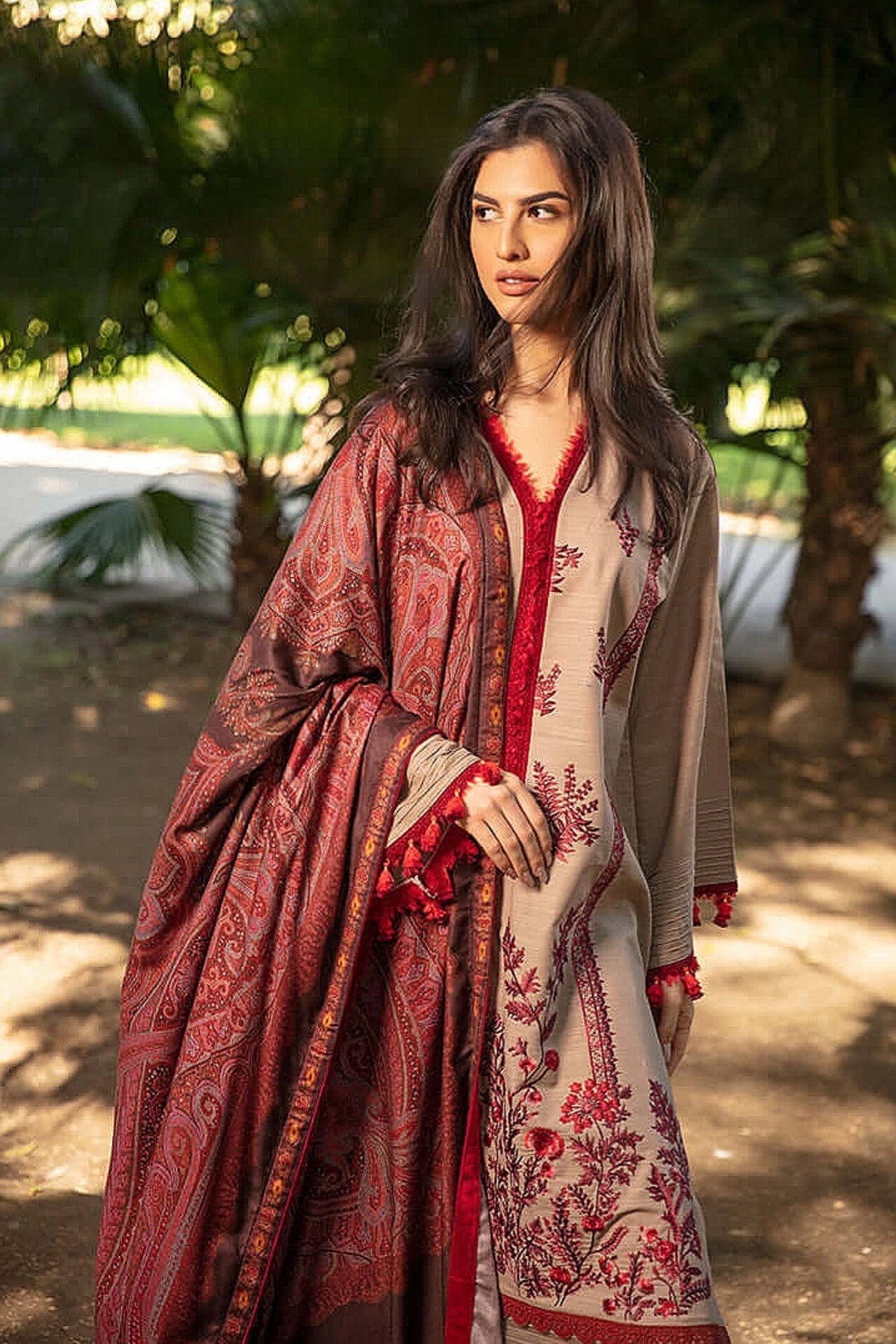 Dhanak Fabric - 3 Piece Unstitched Fully Embroided Dress SN-620