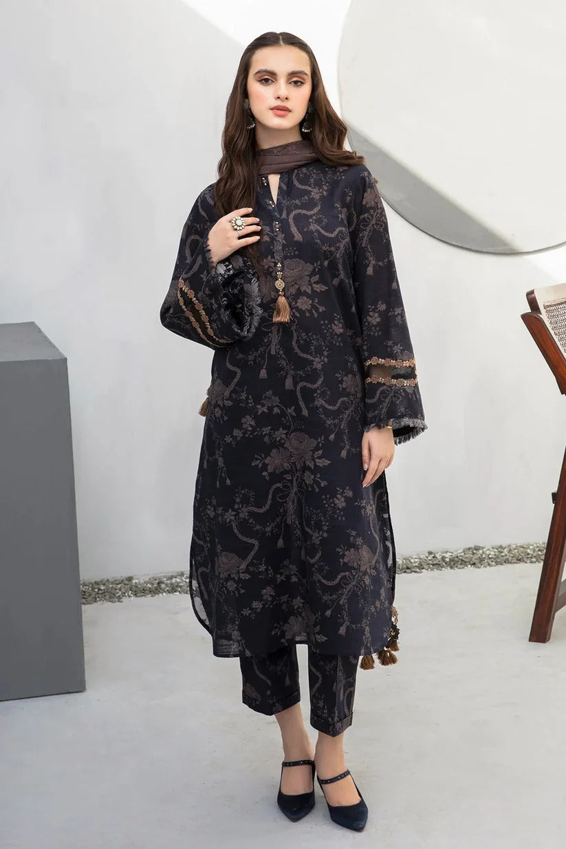 3 Piece - Unstitched Digital Printed Khaddar Fabric With Khaddar Shawl