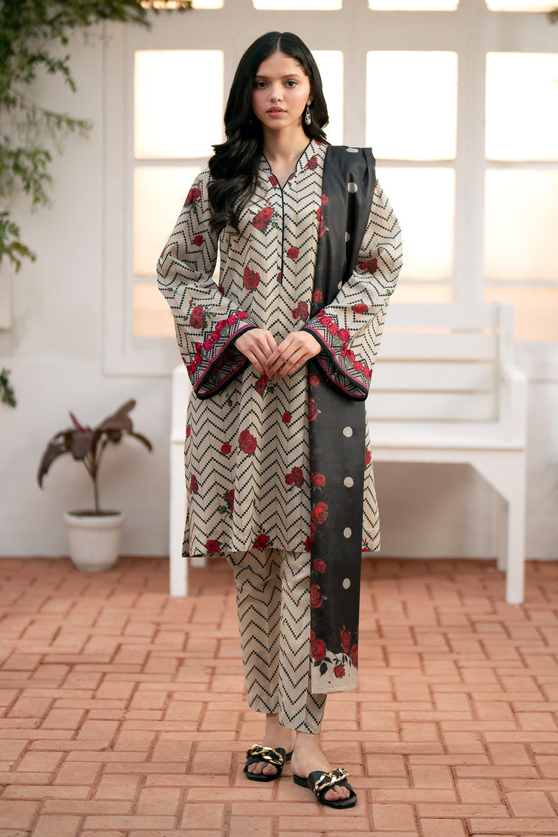 3 Piece - Unstitched Digital Printed Khaddar Fabric BK-178
