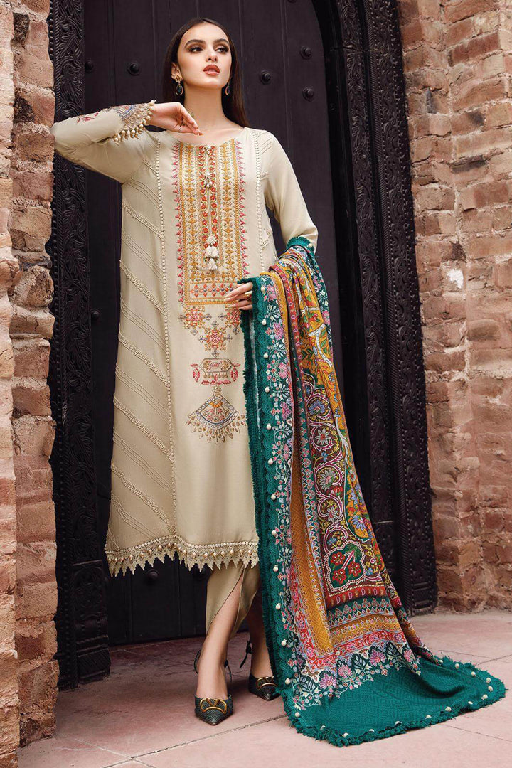 Dhanak Fabric - 3 Piece Unstitched Embroidered Dress RM-670