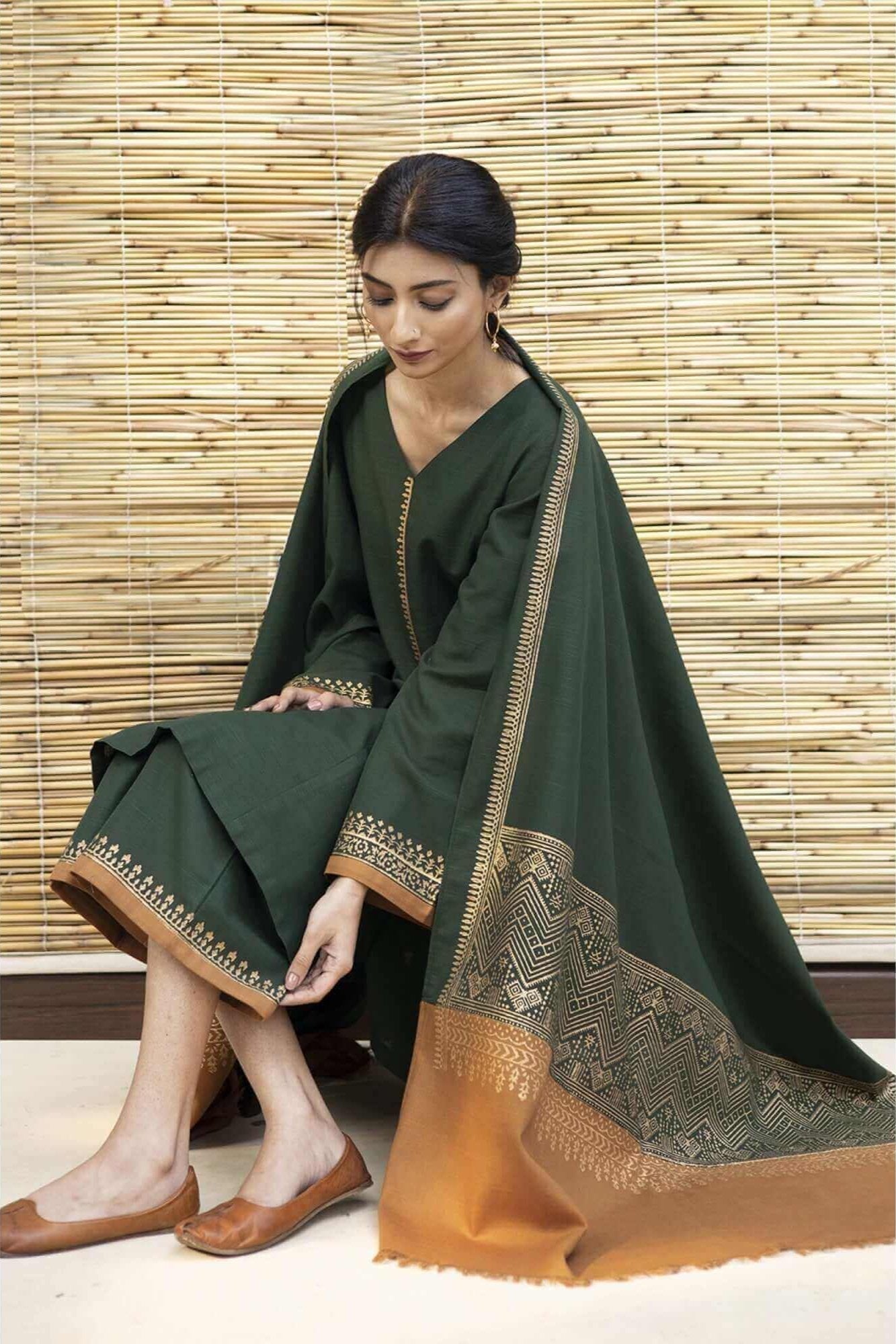 3 Piece - Unstitched Dhanak Fabric With Wool Shawl BR-1075