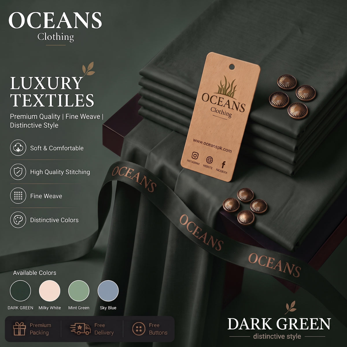 Dark Green Wash n Wear Boski