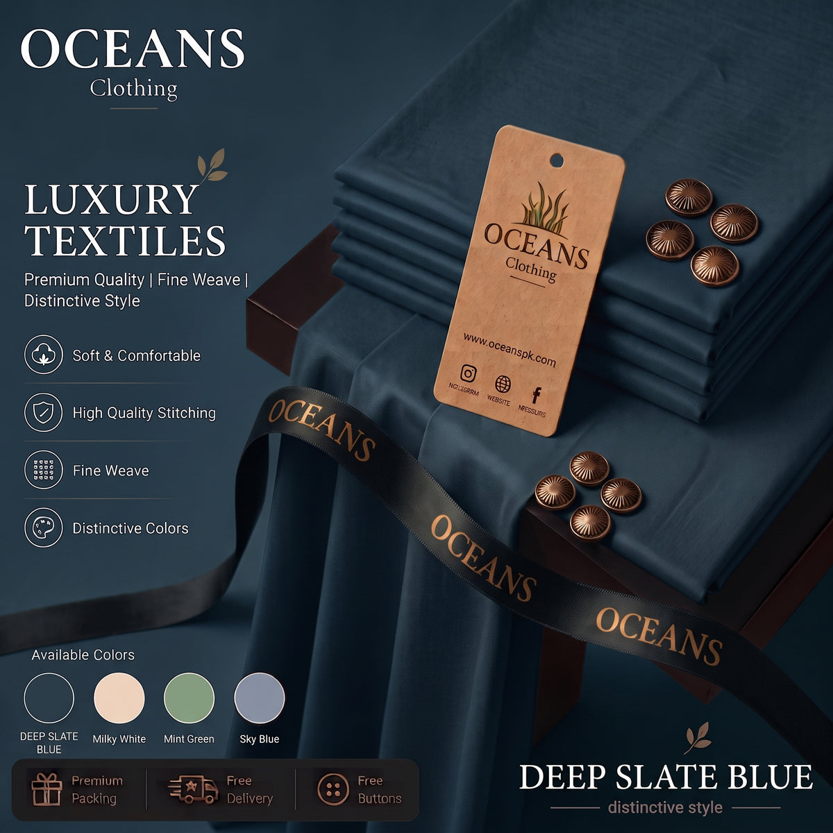 Deep Slate Blue Wash n Wear Boski