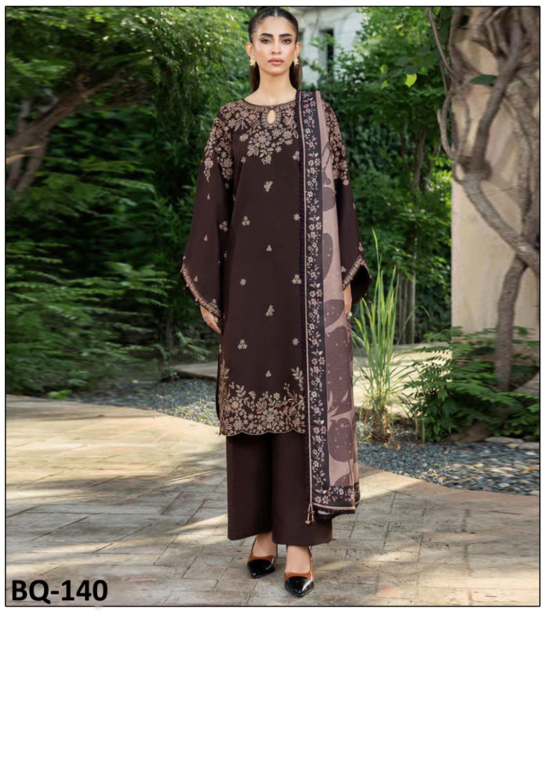 3 Piece - Unstitched Fully Embroidered Dhanak Fabric BQ-140