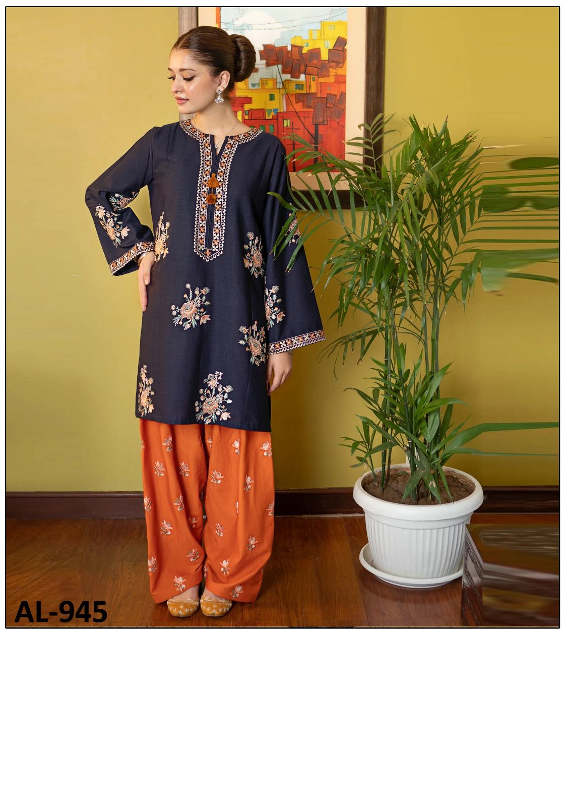 3 Piece - Unstitched Fully Embroidered Dhanak Fabric AL-945