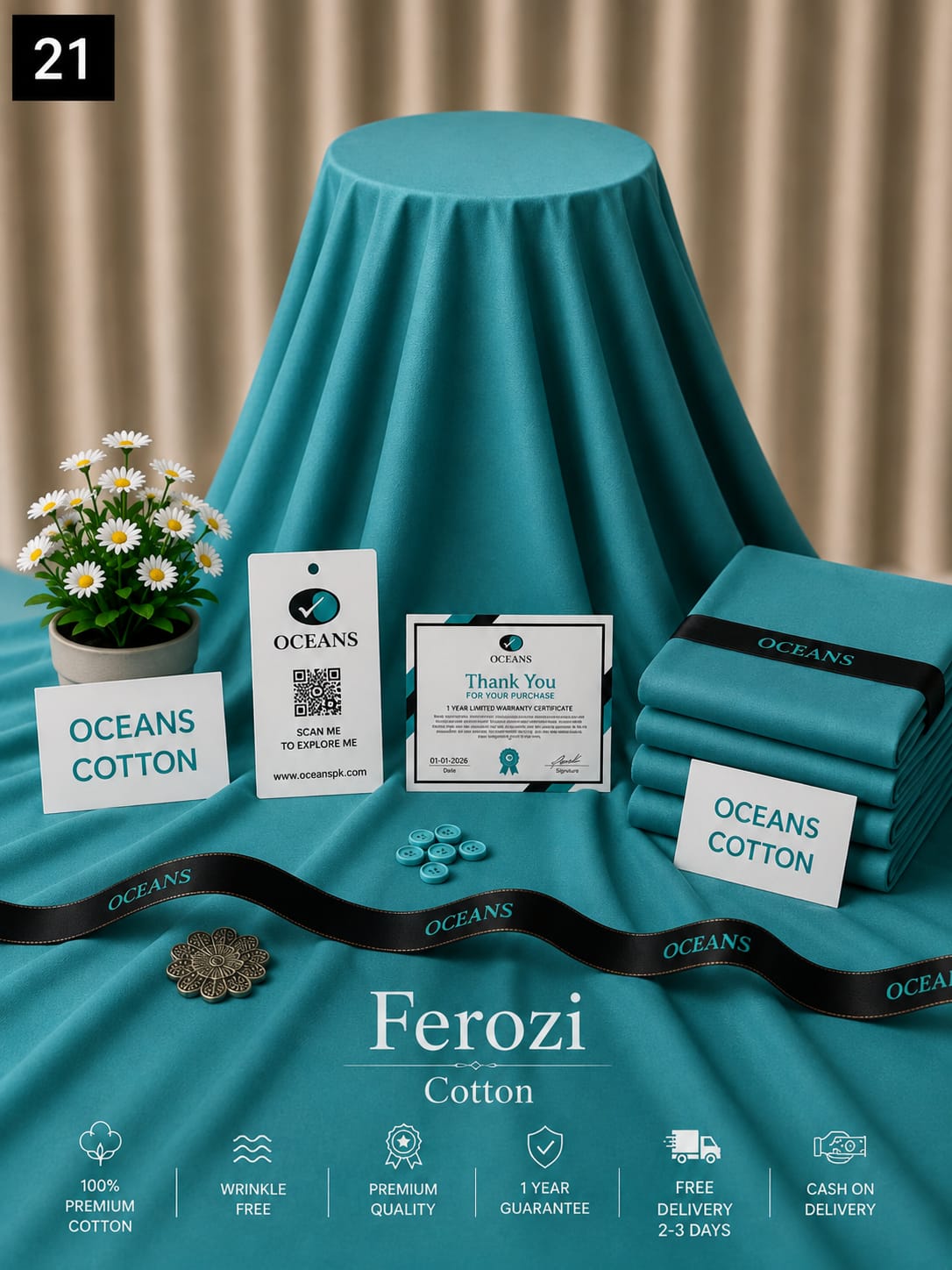 Oceans Ferozi Cotton