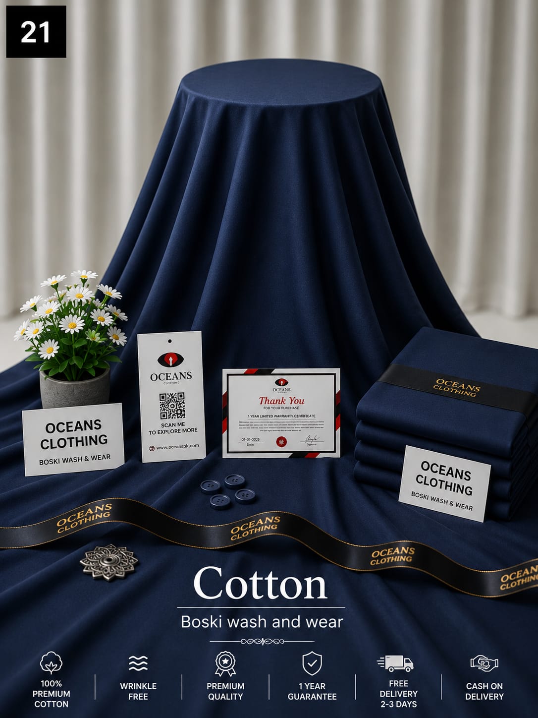 Oceans navy Cotton
