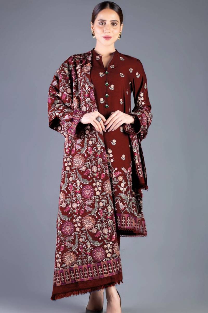 Dhanak Fabric - 3 Piece Unstitched Fully Embroided Dhanak Fabric BR-655