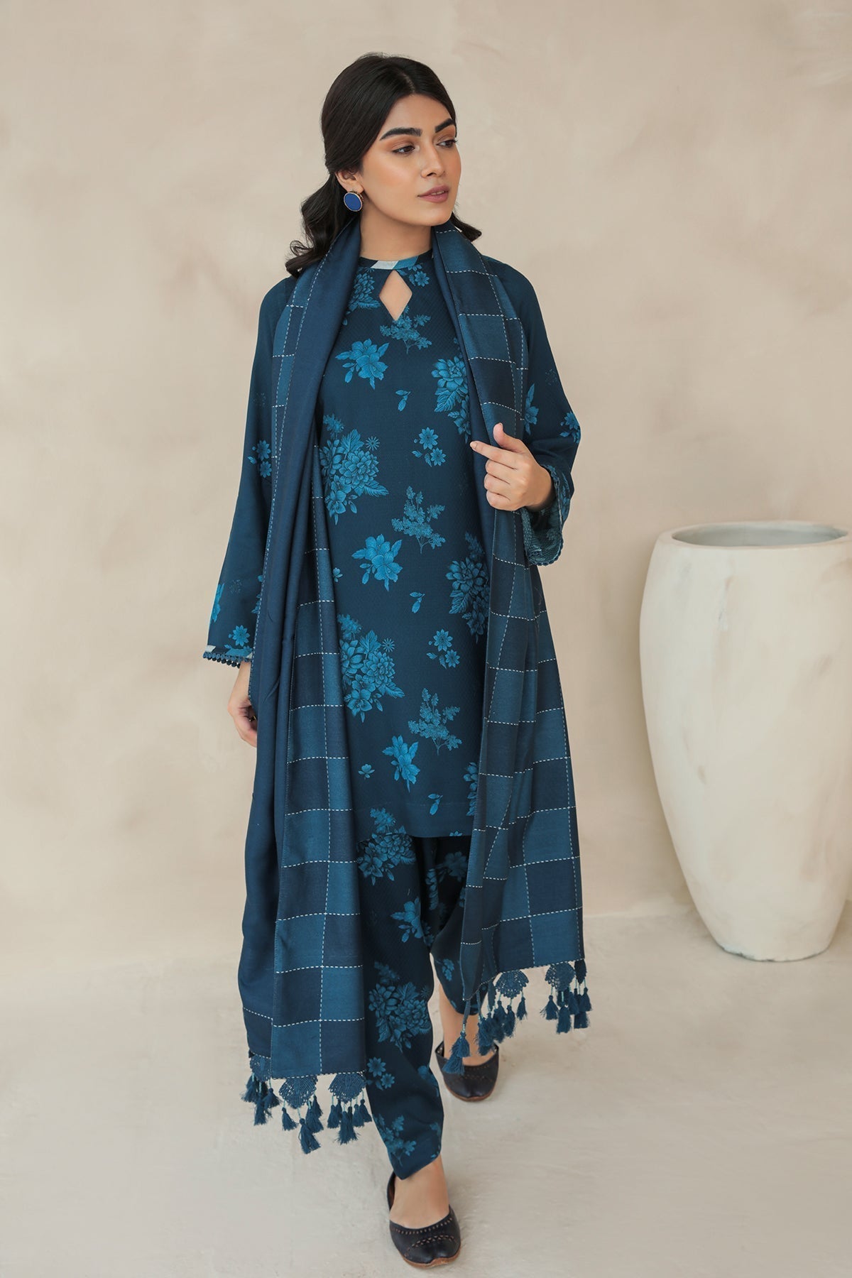 3 Piece - Unstitched Digital Printed Khaddar Fabric With Khaddar Shawl