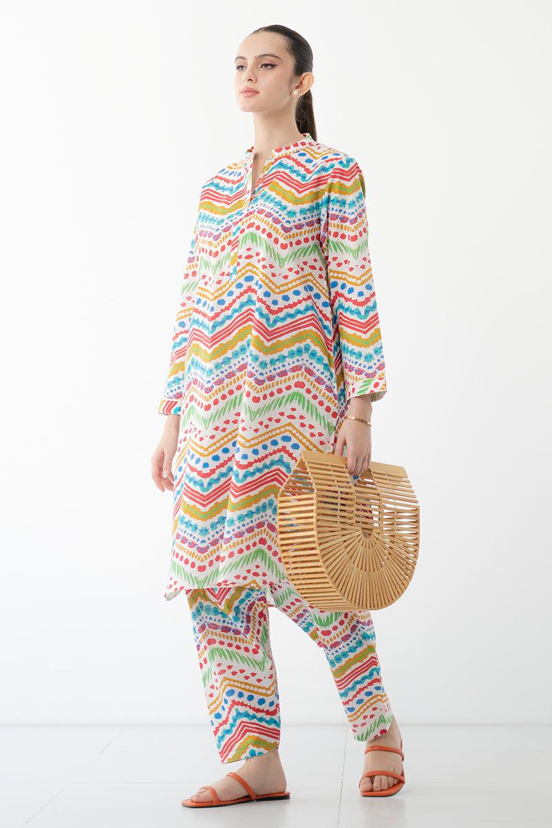 2 Piece - Unstitched Digital Printed Lawn Fabric