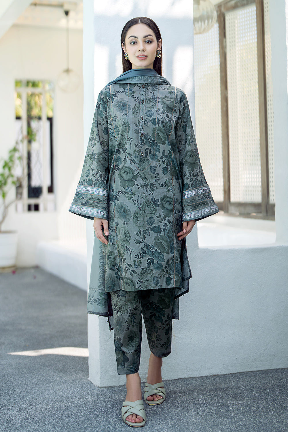 3 Piece - Unstitched Digital Printed Lawn Fabric