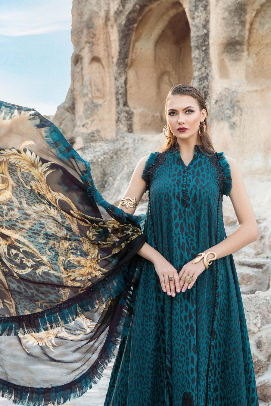 3 Piece - Unstitched Digital Printed Lawn Fabric MB-606