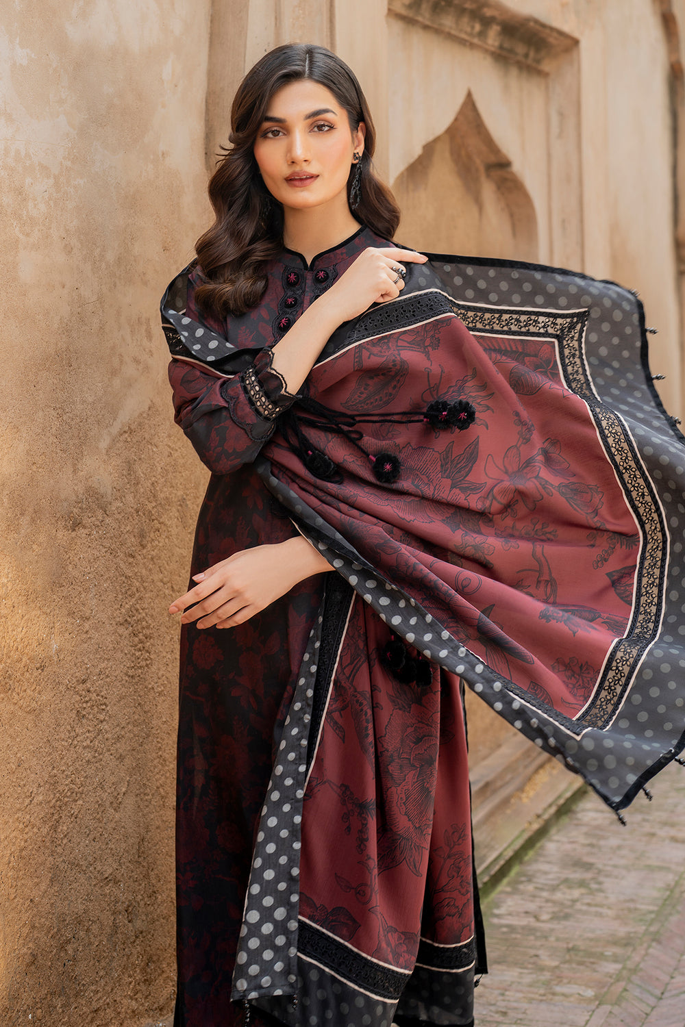 3 Piece - Unstitched Digital Printed Khaddar Fabric BK-191