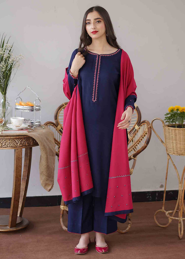 3 Piece - Unstitched Dhanak Fabric With Dhanak shawl