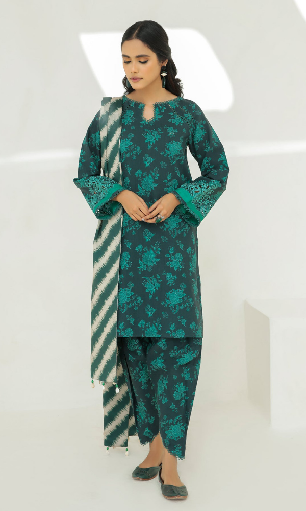 3 Piece - Unstitched Digital Printed Khaddar Fabric With Khaddar Shawl