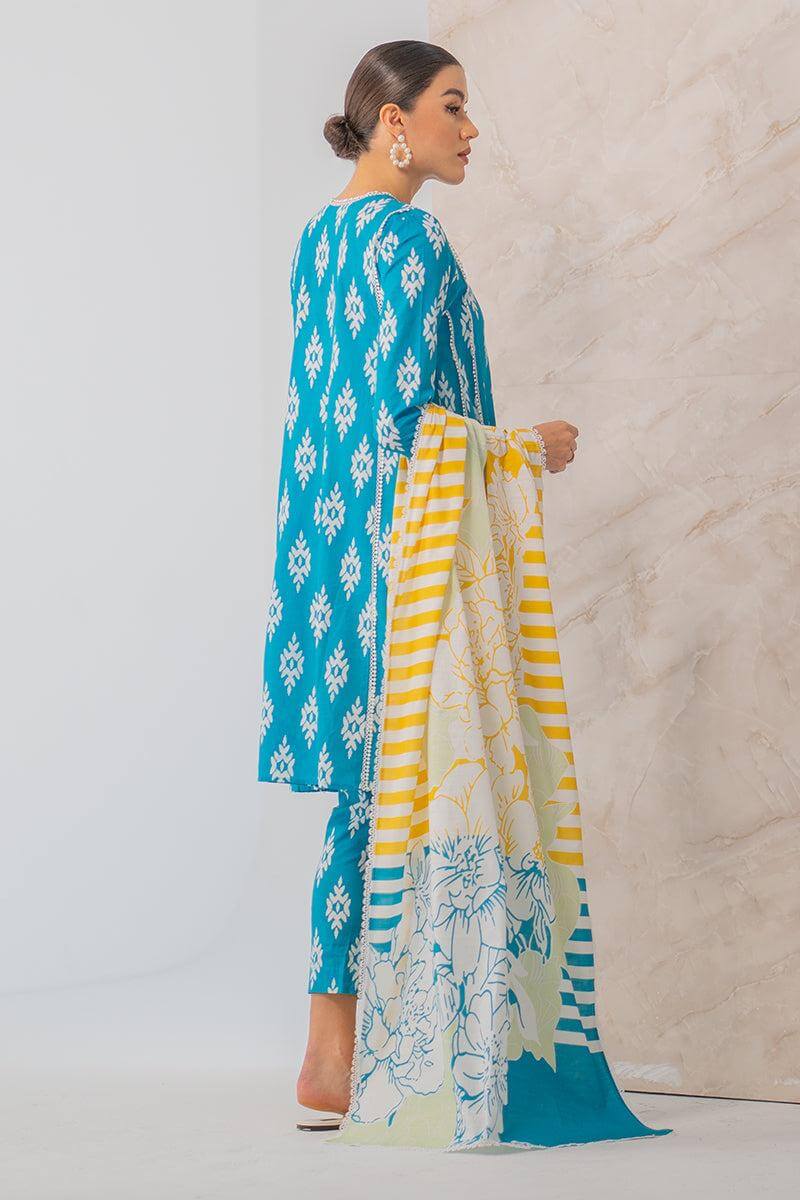 3 Piece - Unstitched Digital Printed Lawn Fabric