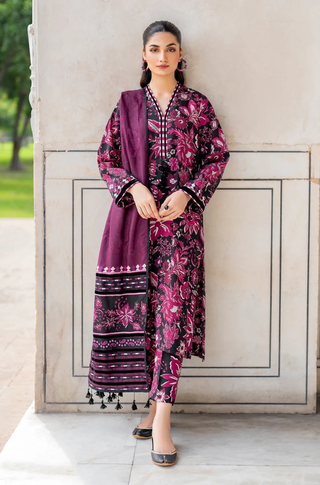 3 Piece - Unstitched Digital Printed Khaddar Fabric BK-187